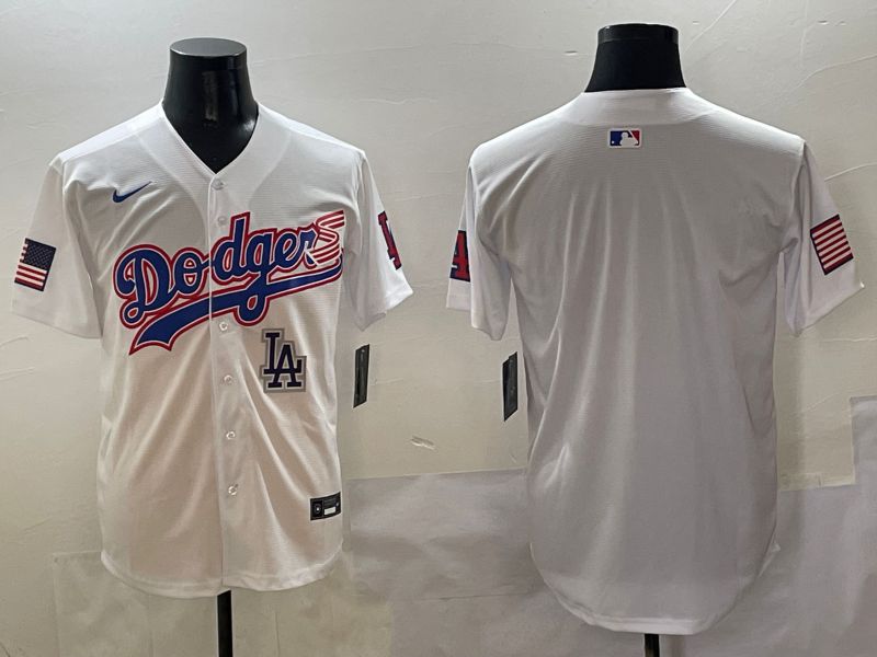 Men Los Angeles Dodgers Blank White national flag second generation joint name Nike 2025 MLB Jersey style 6